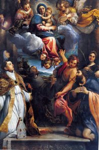 聖人と栄光のマドンナ 作： Annibale Carracci